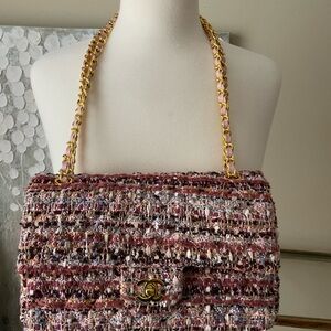 Chic Tweed Chain Shoulder Bag flap bag